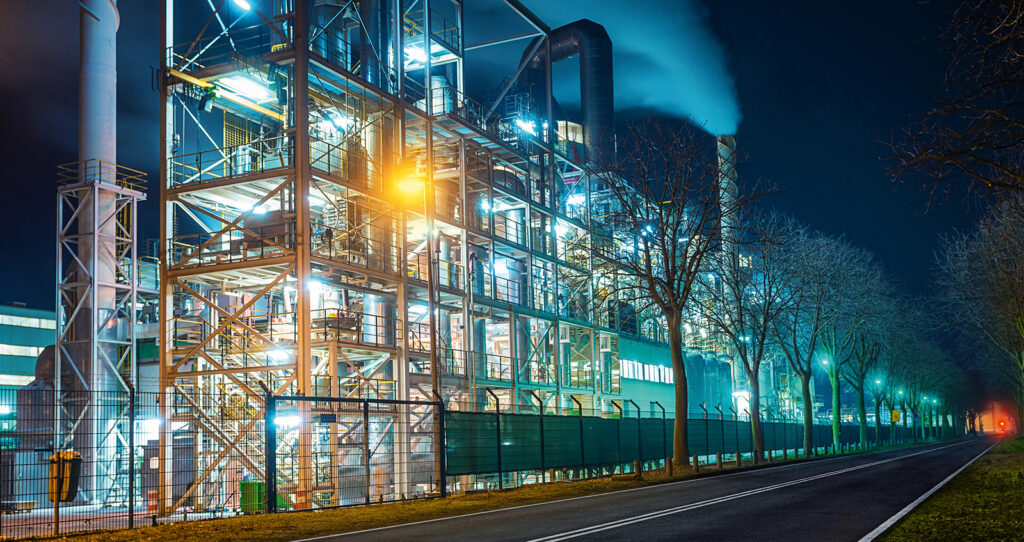 photo industrie de nuit