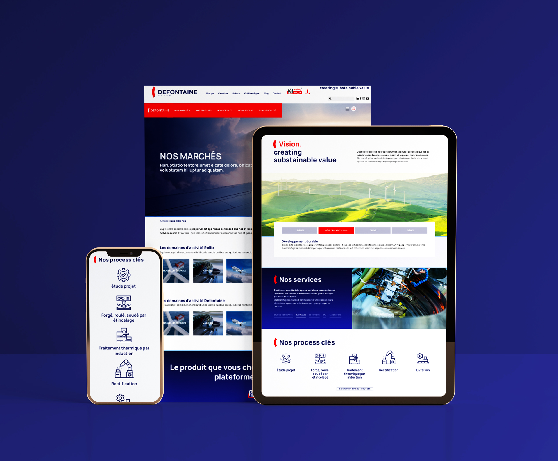 defontaine-site-web-mockup-pictos mockup du site Defontaine