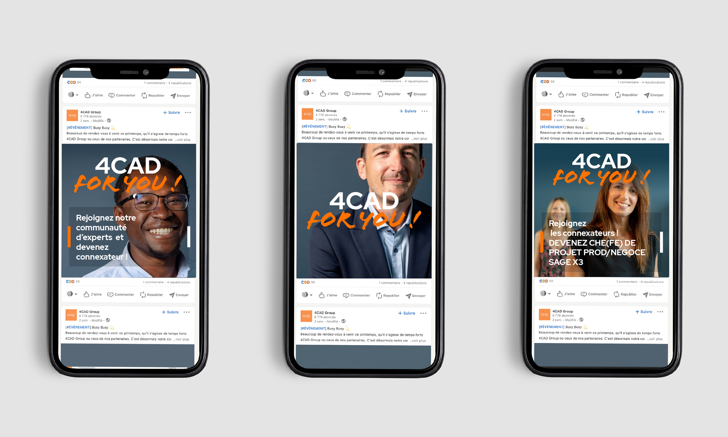 4CAD For You sur les réseaux sociaux pour la campagne de marque employeur